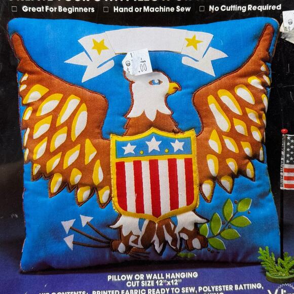 Quick & Easy Instant Quilting Kit USA Eagle Pillow Wall Hanging Valiant 6512 - Picture 2 of 10